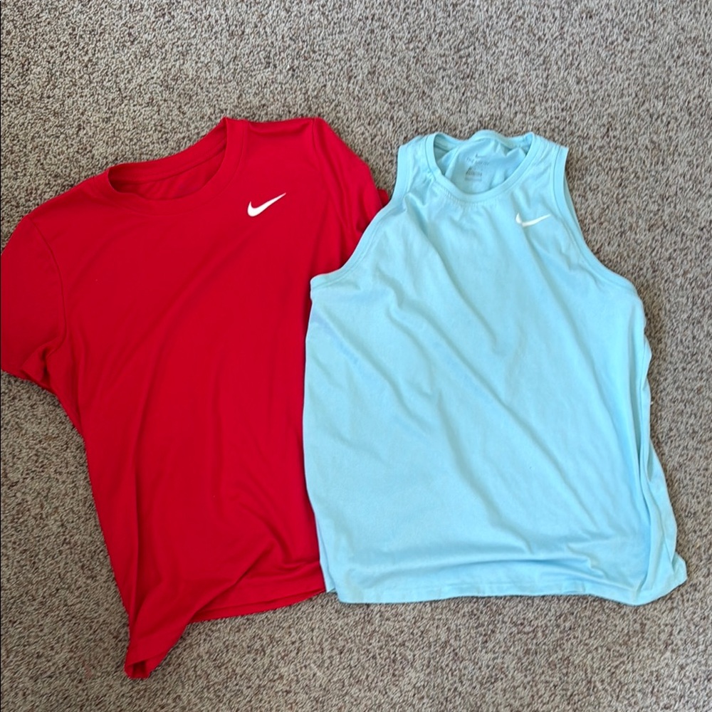 Nike Red short sleeve and Blue tank for Active Wear
